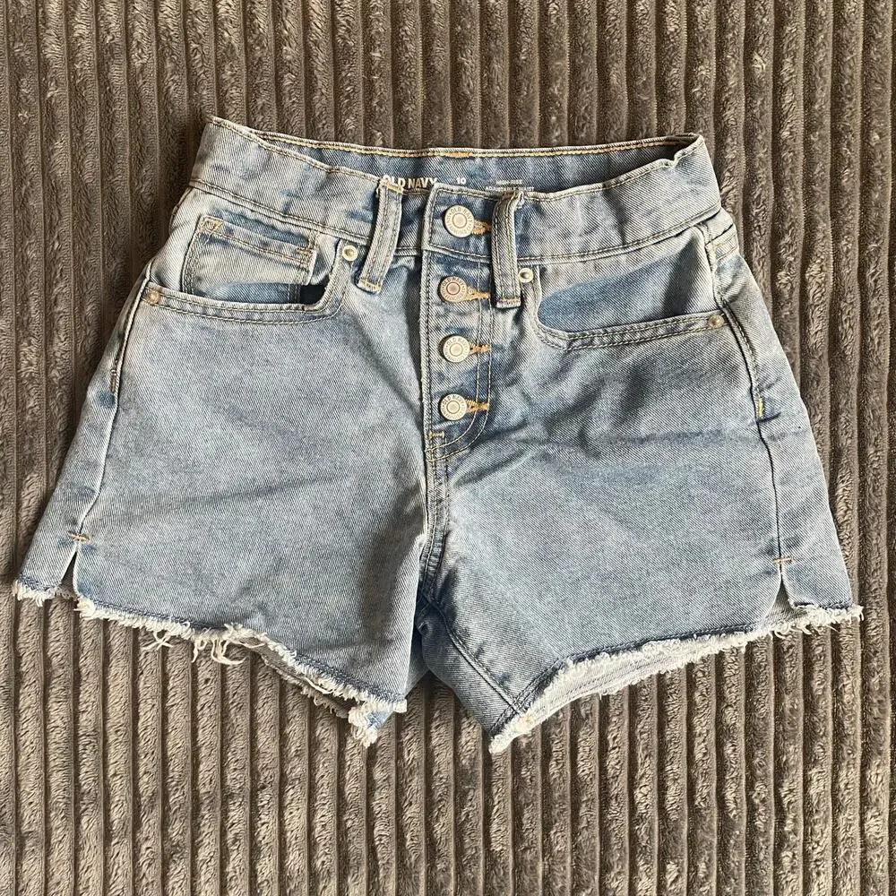 Old Navy Girls 10 Slim High Rise Adjustable Waist Denim Shorts Blue/Black Bundle